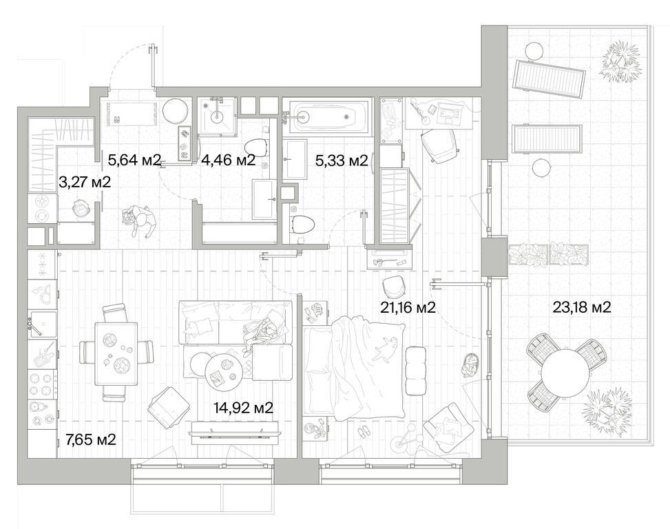 1-BD Apartment Sale, 69.39平方米 at Mys, derevnya Likino, Odintsovskiy Urban District, Moscow Region, Russia #1