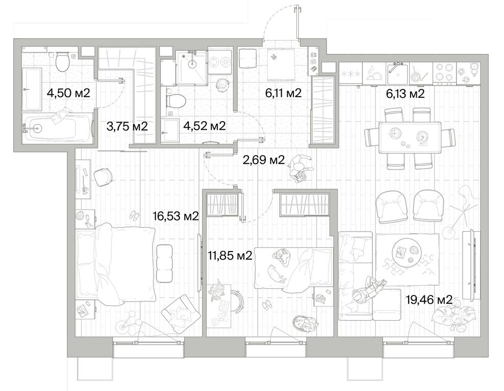 2-BD Apartment Sale, 75.54平方米 at Mys, derevnya Likino, Odintsovskiy Urban District, Moscow Region, Russia #1 2-BD Apartment Sale, 75.54平方米 at Mys, derevnya Likino, Odintsovskiy Urban District, Moscow Region, Russia #1