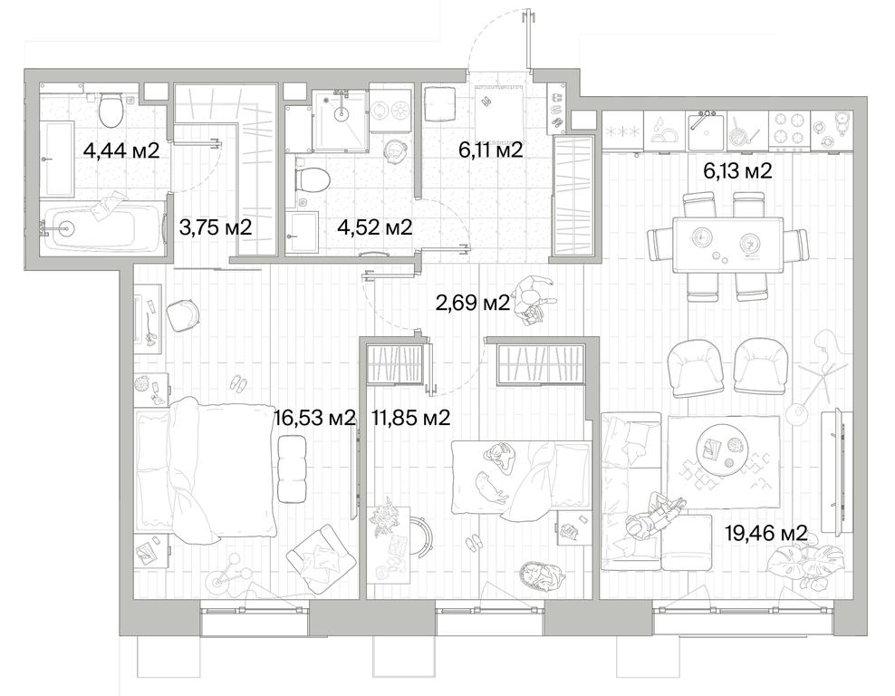 2-BD Apartment Sale, 75.48平方米 at Mys, derevnya Likino, Odintsovskiy Urban District, Moscow Region, Russia #1 2-BD Apartment Sale, 75.48平方米 at Mys, derevnya Likino, Odintsovskiy Urban District, Moscow Region, Russia #1