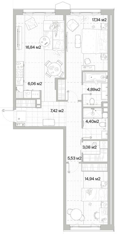 2-BD Apartment Sale, 80.5平方米 at Mys, derevnya Likino, Odintsovskiy Urban District, Moscow Region, Russia #1