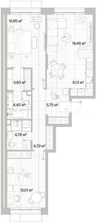 2-BD Apartment Sale, 80.85平方米 at Mys, derevnya Likino, Odintsovskiy Urban District, Moscow Region, Russia #1 2-BD Apartment Sale, 80.85平方米 at Mys, derevnya Likino, Odintsovskiy Urban District, Moscow Region, Russia #1