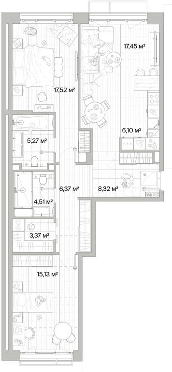 2-BD Apartment Sale, 84.04平方米 at Mys, derevnya Likino, Odintsovskiy Urban District, Moscow Region, Russia #1 2-BD Apartment Sale, 84.04平方米 at Mys, derevnya Likino, Odintsovskiy Urban District, Moscow Region, Russia #1