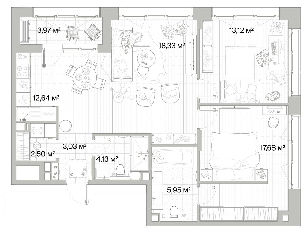 2-BD Apartment Sale, 79.36平方米 at Mys, derevnya Likino, Odintsovskiy Urban District, Moscow Region, Russia #1 2-BD Apartment Sale, 79.36平方米 at Mys, derevnya Likino, Odintsovskiy Urban District, Moscow Region, Russia #1