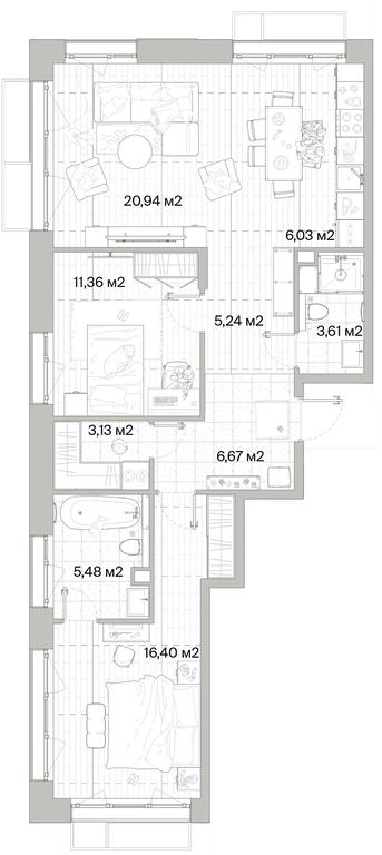 2-BD Apartment Sale, 78.86平方米 at Mys, derevnya Likino, Odintsovskiy Urban District, Moscow Region, Russia #1 2-BD Apartment Sale, 78.86平方米 at Mys, derevnya Likino, Odintsovskiy Urban District, Moscow Region, Russia #1