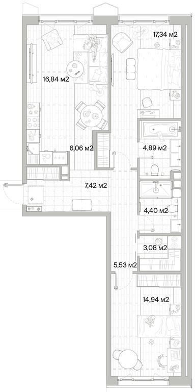 2-BD Apartment Sale, 80.5平方米 at Mys, derevnya Likino, Odintsovskiy Urban District, Moscow Region, Russia #1