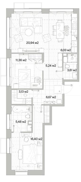 2-BD Apartment Sale, 78.86平方米 at Mys, derevnya Likino, Odintsovskiy Urban District, Moscow Region, Russia #1 2-BD Apartment Sale, 78.86平方米 at Mys, derevnya Likino, Odintsovskiy Urban District, Moscow Region, Russia #1