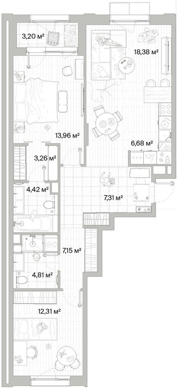 2-BD Apartment Sale, 79.88平方米 at Mys, derevnya Likino, Odintsovskiy Urban District, Moscow Region, Russia #1 2-BD Apartment Sale, 79.88平方米 at Mys, derevnya Likino, Odintsovskiy Urban District, Moscow Region, Russia #1
