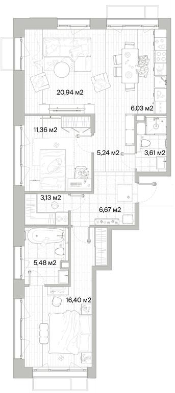 2-BD Apartment Sale, 78.86 sq. m. at Mys, derevnya Likino, Odintsovskiy Urban District, Moscow Region, Russia #1 2-BD Apartment Sale, 78.86 sq. m. at Mys, derevnya Likino, Odintsovskiy Urban District, Moscow Region, Russia #1