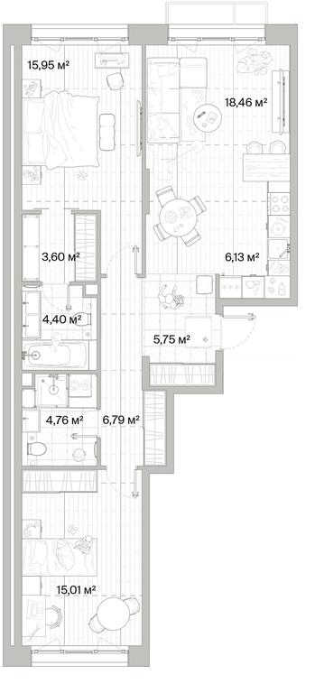 2-BD Apartment Sale, 80.85平方米 at Mys, derevnya Likino, Odintsovskiy Urban District, Moscow Region, Russia #1 2-BD Apartment Sale, 80.85平方米 at Mys, derevnya Likino, Odintsovskiy Urban District, Moscow Region, Russia #1