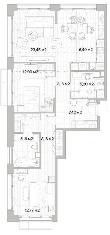 2-BD Apartment Sale, 83.9平方米 at Mys, derevnya Likino, Odintsovskiy Urban District, Moscow Region, Russia #1
