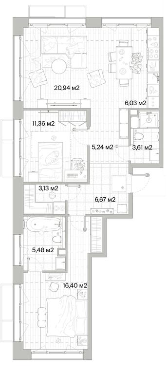 2-BD Apartment Sale, 78.86 sq. m. at Mys, derevnya Likino, Odintsovskiy Urban District, Moscow Region, Russia #1 2-BD Apartment Sale, 78.86 sq. m. at Mys, derevnya Likino, Odintsovskiy Urban District, Moscow Region, Russia #1