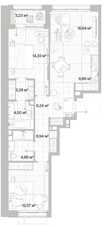 2-BD Apartment Sale, 77.85平方米 at Mys, derevnya Likino, Odintsovskiy Urban District, Moscow Region, Russia #1