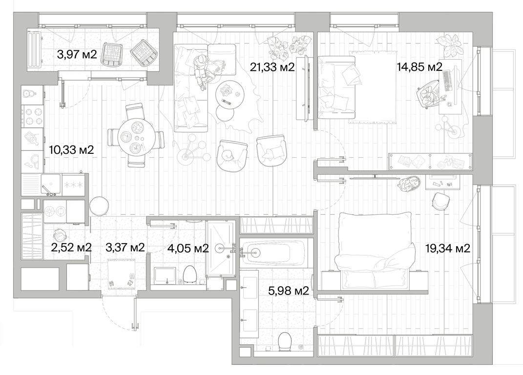 2-BD Apartment Sale, 83.75平方米 at Mys, derevnya Likino, Odintsovskiy Urban District, Moscow Region, Russia #1 2-BD Apartment Sale, 83.75平方米 at Mys, derevnya Likino, Odintsovskiy Urban District, Moscow Region, Russia #1