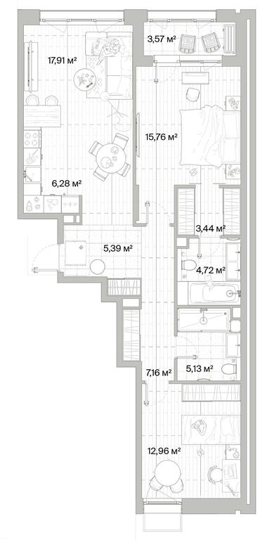 2-BD Apartment Sale, 80.54平方米 at Mys, derevnya Likino, Odintsovskiy Urban District, Moscow Region, Russia #1 2-BD Apartment Sale, 80.54平方米 at Mys, derevnya Likino, Odintsovskiy Urban District, Moscow Region, Russia #1
