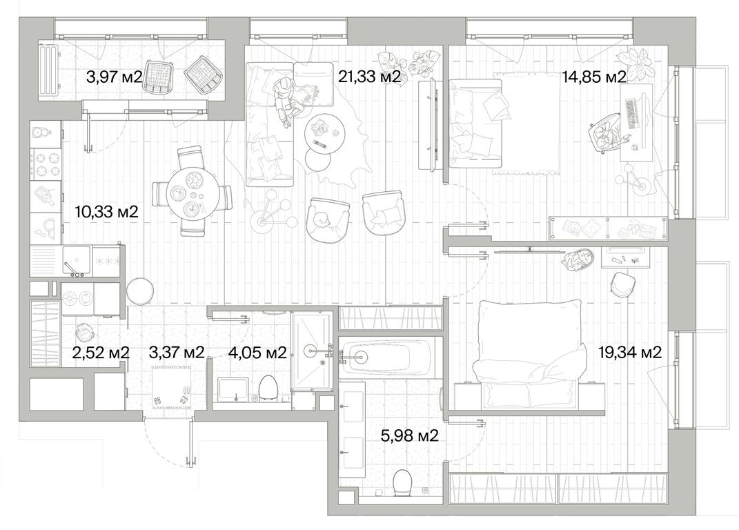 2-BD Apartment Sale, 83.75平方米 at Mys, derevnya Likino, Odintsovskiy Urban District, Moscow Region, Russia #1 2-BD Apartment Sale, 83.75平方米 at Mys, derevnya Likino, Odintsovskiy Urban District, Moscow Region, Russia #1