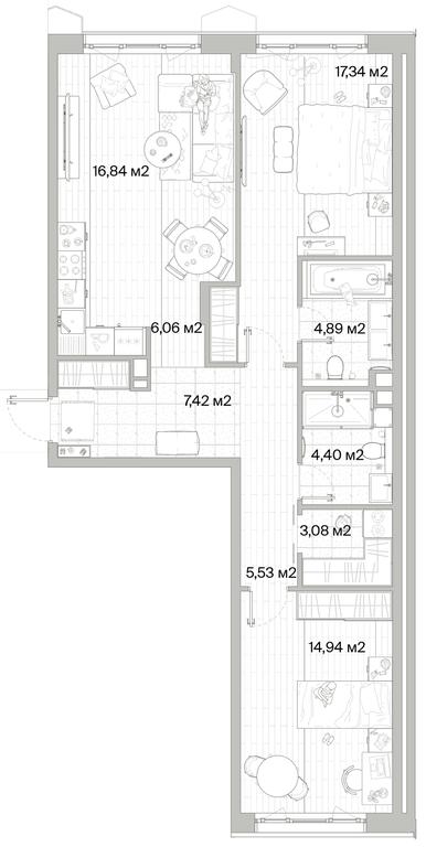 2-BD Apartment Sale, 80.5 sq. m. at Mys, derevnya Likino, Odintsovskiy Urban District, Moscow Region, Russia #1 2-BD Apartment Sale, 80.5 sq. m. at Mys, derevnya Likino, Odintsovskiy Urban District, Moscow Region, Russia #1