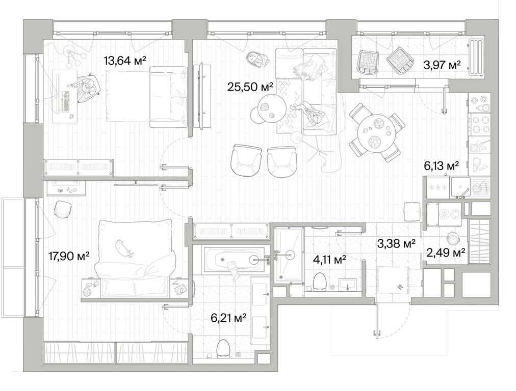 2-BD Apartment Sale, 81.34 sq. m. at Mys, derevnya Likino, Odintsovskiy Urban District, Moscow Region, Russia #1 2-BD Apartment Sale, 81.34 sq. m. at Mys, derevnya Likino, Odintsovskiy Urban District, Moscow Region, Russia #1