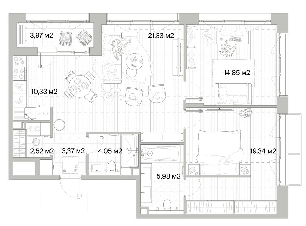2-BD Apartment Sale, 83.75平方米 at Mys, derevnya Likino, Odintsovskiy Urban District, Moscow Region, Russia #1 2-BD Apartment Sale, 83.75平方米 at Mys, derevnya Likino, Odintsovskiy Urban District, Moscow Region, Russia #1