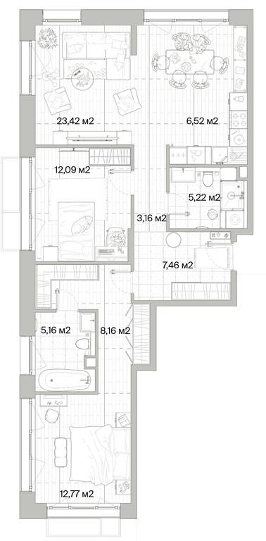 2-BD Apartment Sale, 83.96平方米 at Mys, derevnya Likino, Odintsovskiy Urban District, Moscow Region, Russia #1 2-BD Apartment Sale, 83.96平方米 at Mys, derevnya Likino, Odintsovskiy Urban District, Moscow Region, Russia #1