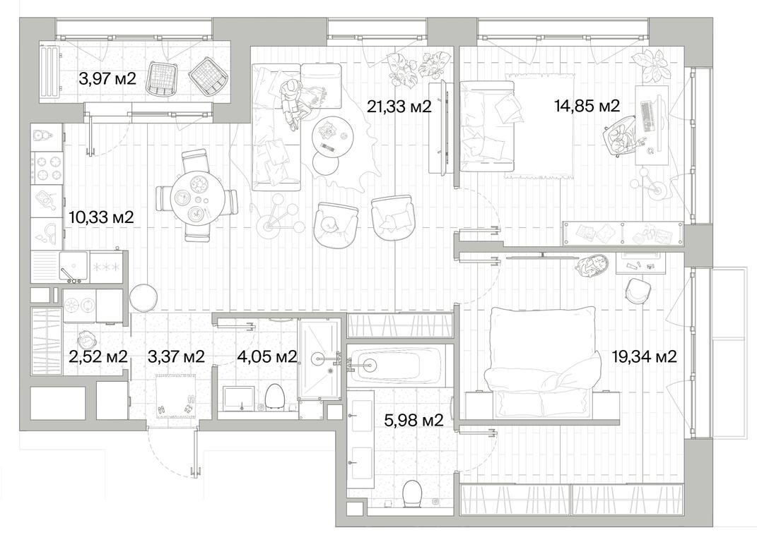 2-BD Apartment Sale, 83.75 sq. m. at Mys, derevnya Likino, Odintsovskiy Urban District, Moscow Region, Russia #1 2-BD Apartment Sale, 83.75 sq. m. at Mys, derevnya Likino, Odintsovskiy Urban District, Moscow Region, Russia #1