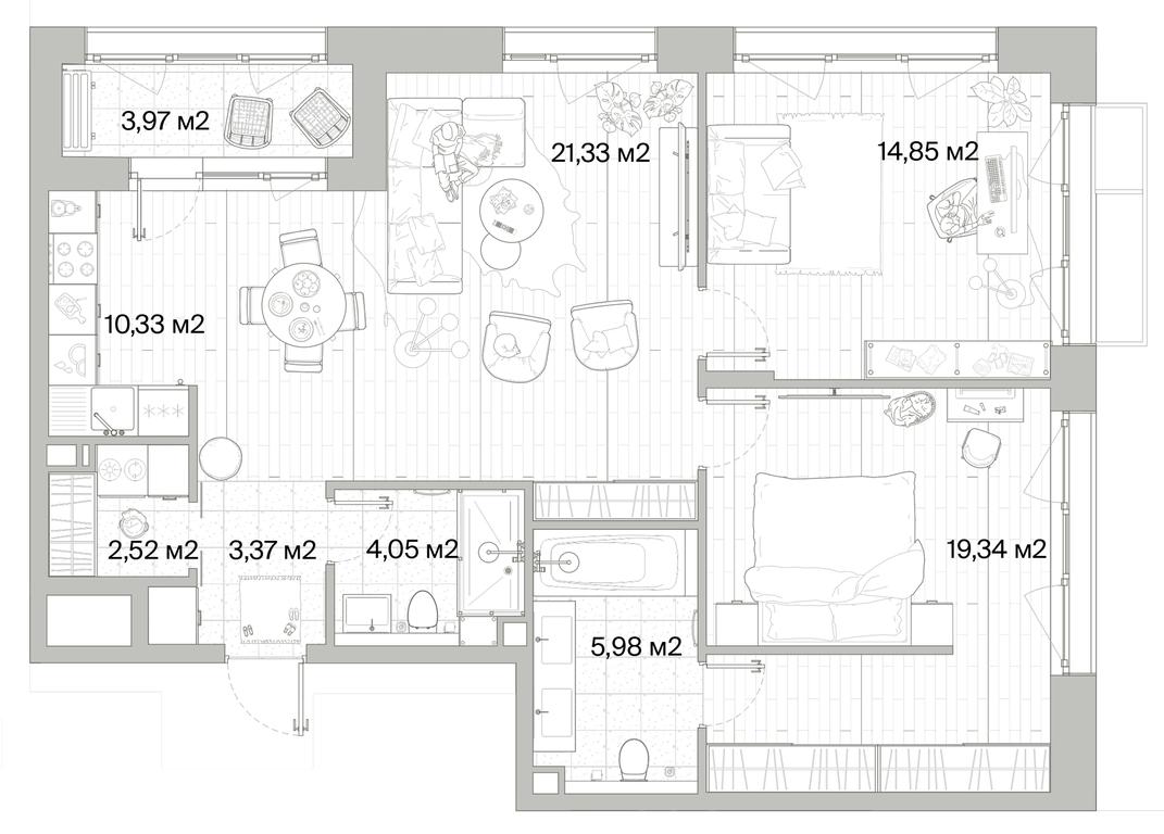 2-BD Apartment Sale, 83.75 sq. m. at Mys, derevnya Likino, Odintsovskiy Urban District, Moscow Region, Russia #1 2-BD Apartment Sale, 83.75 sq. m. at Mys, derevnya Likino, Odintsovskiy Urban District, Moscow Region, Russia #1