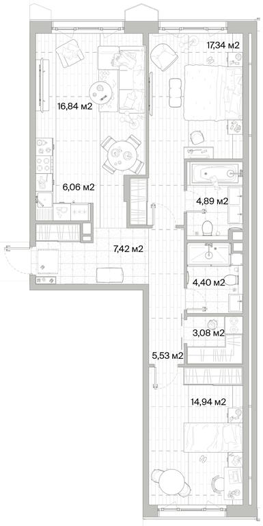 2-BD Apartment Sale, 80.5 sq. m. at Mys, derevnya Likino, Odintsovskiy Urban District, Moscow Region, Russia #1 2-BD Apartment Sale, 80.5 sq. m. at Mys, derevnya Likino, Odintsovskiy Urban District, Moscow Region, Russia #1