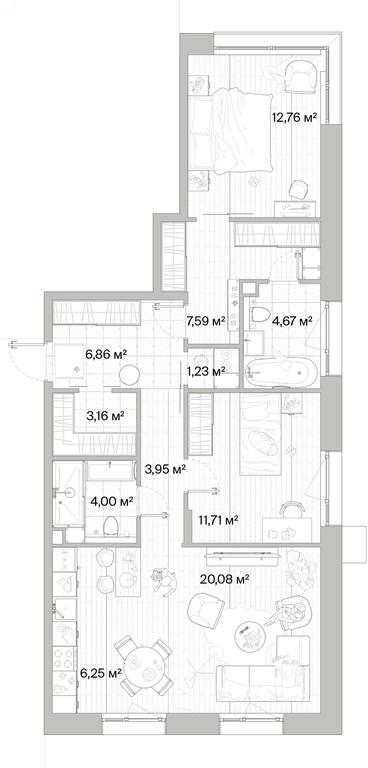 2-BD Apartment Sale, 82.38平方米 at Mys, derevnya Likino, Odintsovskiy Urban District, Moscow Region, Russia #1