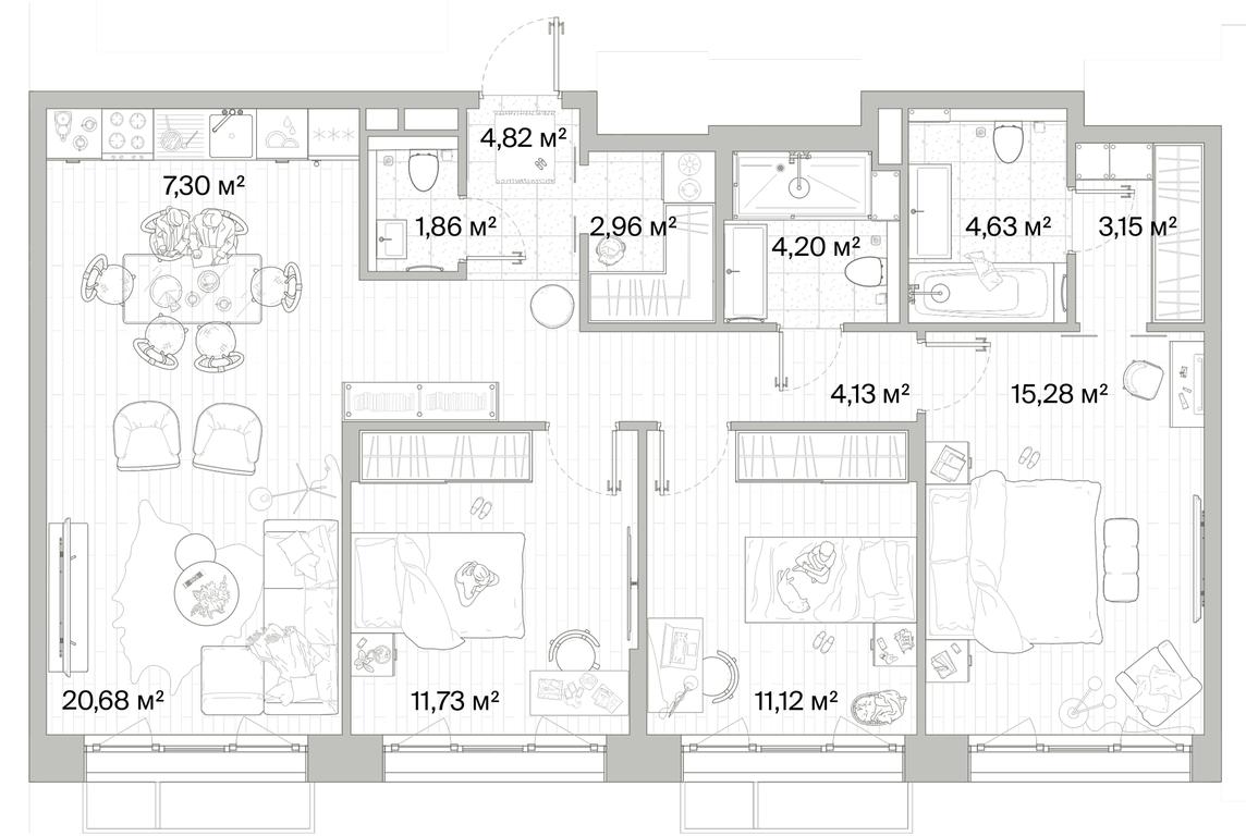3-BD Apartment Sale, 91.86平方米 at Mys, derevnya Likino, Odintsovskiy Urban District, Moscow Region, Russia #1