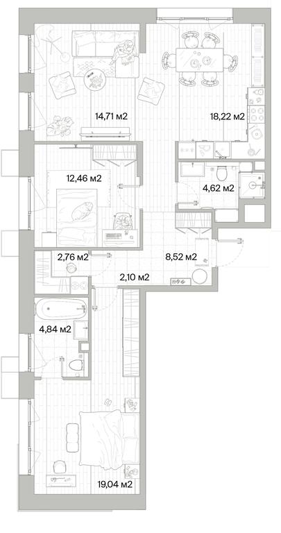 2-BD Apartment Sale, 87.27平方米 at Mys, derevnya Likino, Odintsovskiy Urban District, Moscow Region, Russia #1 2-BD Apartment Sale, 87.27平方米 at Mys, derevnya Likino, Odintsovskiy Urban District, Moscow Region, Russia #1