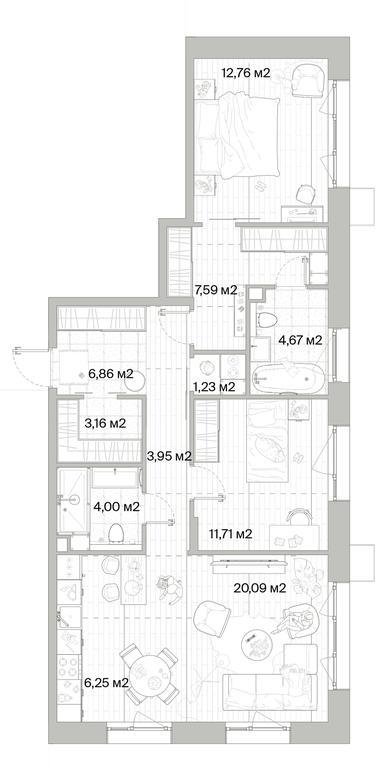 2-BD Apartment Sale, 82.27 sq. m. at Mys, derevnya Likino, Odintsovskiy Urban District, Moscow Region, Russia #1 2-BD Apartment Sale, 82.27 sq. m. at Mys, derevnya Likino, Odintsovskiy Urban District, Moscow Region, Russia #1