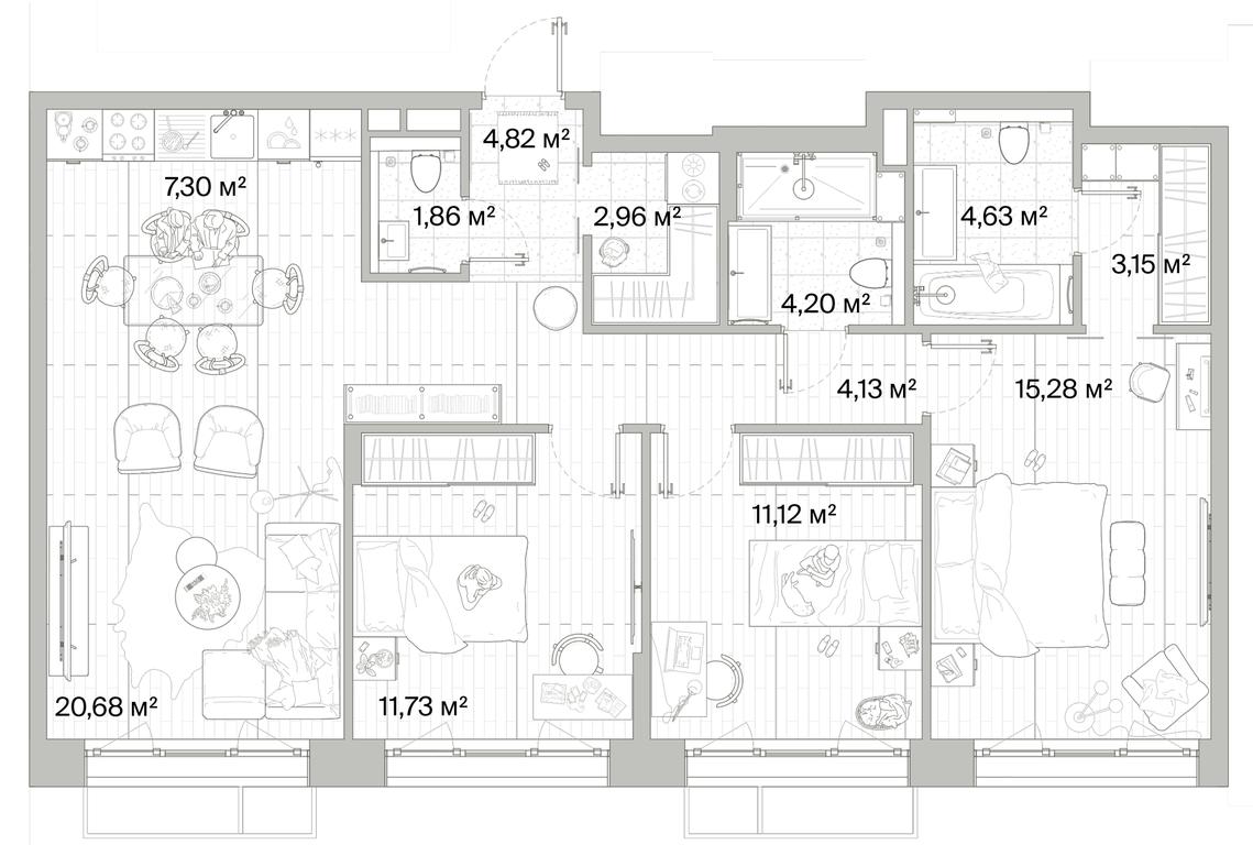 3-BD Apartment Sale, 91.86 sq. m. at Mys, derevnya Likino, Odintsovskiy Urban District, Moscow Region, Russia #1