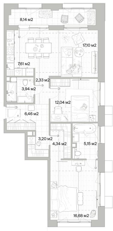 2-BD Apartment Sale, 82.92 sq. m. at Mys, derevnya Likino, Odintsovskiy Urban District, Moscow Region, Russia #1 2-BD Apartment Sale, 82.92 sq. m. at Mys, derevnya Likino, Odintsovskiy Urban District, Moscow Region, Russia #1