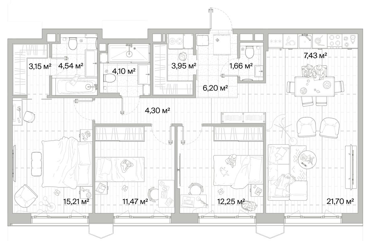 3-BD Apartment Sale, 95.96平方米 at Mys, derevnya Likino, Odintsovskiy Urban District, Moscow Region, Russia #1
