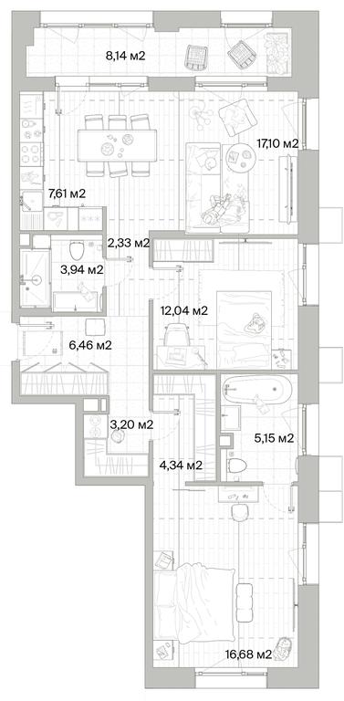 2-BD Apartment Sale, 82.92 sq. m. at Mys, derevnya Likino, Odintsovskiy Urban District, Moscow Region, Russia #1 2-BD Apartment Sale, 82.92 sq. m. at Mys, derevnya Likino, Odintsovskiy Urban District, Moscow Region, Russia #1
