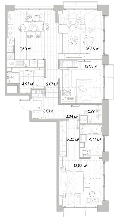 2-BD Apartment Sale, 86.55 sq. m. at Mys, derevnya Likino, Odintsovskiy Urban District, Moscow Region, Russia #1 2-BD Apartment Sale, 86.55 sq. m. at Mys, derevnya Likino, Odintsovskiy Urban District, Moscow Region, Russia #1
