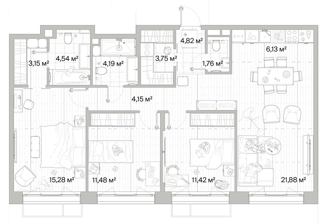 3-BD Apartment Sale, 92.55 sq. m. at Mys, derevnya Likino, Odintsovskiy Urban District, Moscow Region, Russia #1 3-BD Apartment Sale, 92.55 sq. m. at Mys, derevnya Likino, Odintsovskiy Urban District, Moscow Region, Russia #1