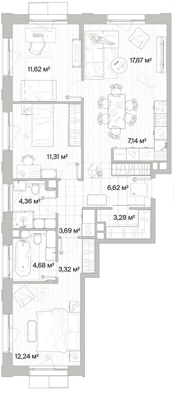 3-BD Apartment Sale, 86.13 sq. m. at Mys, derevnya Likino, Odintsovskiy Urban District, Moscow Region, Russia #1 3-BD Apartment Sale, 86.13 sq. m. at Mys, derevnya Likino, Odintsovskiy Urban District, Moscow Region, Russia #1