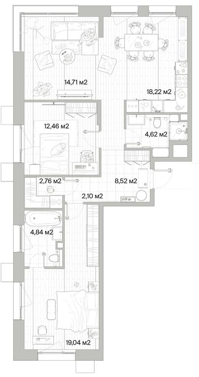 2-BD Apartment Sale, 87.27平方米 at Mys, derevnya Likino, Odintsovskiy Urban District, Moscow Region, Russia #1 2-BD Apartment Sale, 87.27平方米 at Mys, derevnya Likino, Odintsovskiy Urban District, Moscow Region, Russia #1