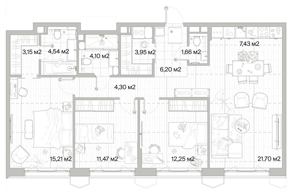 3-BD Apartment Sale, 95.96 sq. m. at Mys, derevnya Likino, Odintsovskiy Urban District, Moscow Region, Russia #1