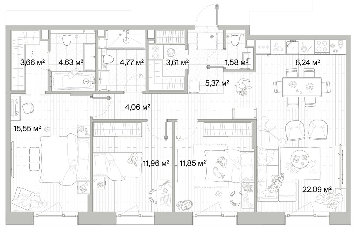 3-BD Apartment Sale, 95.37 sq. m. at Mys, derevnya Likino, Odintsovskiy Urban District, Moscow Region, Russia #1 3-BD Apartment Sale, 95.37 sq. m. at Mys, derevnya Likino, Odintsovskiy Urban District, Moscow Region, Russia #1