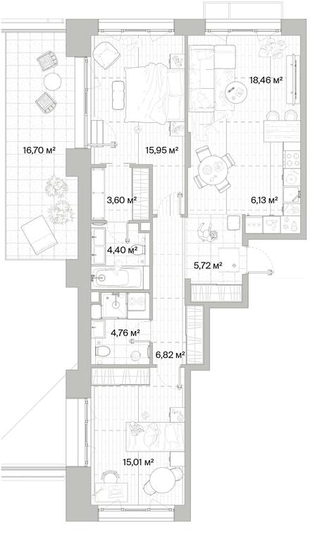 2-BD Apartment Sale, 85.86 sq. m. at Mys, derevnya Likino, Odintsovskiy Urban District, Moscow Region, Russia #1 2-BD Apartment Sale, 85.86 sq. m. at Mys, derevnya Likino, Odintsovskiy Urban District, Moscow Region, Russia #1