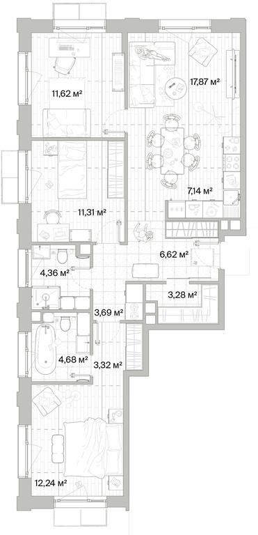 3-BD Apartment Sale, 86.13 sq. m. at Mys, derevnya Likino, Odintsovskiy Urban District, Moscow Region, Russia #1 3-BD Apartment Sale, 86.13 sq. m. at Mys, derevnya Likino, Odintsovskiy Urban District, Moscow Region, Russia #1