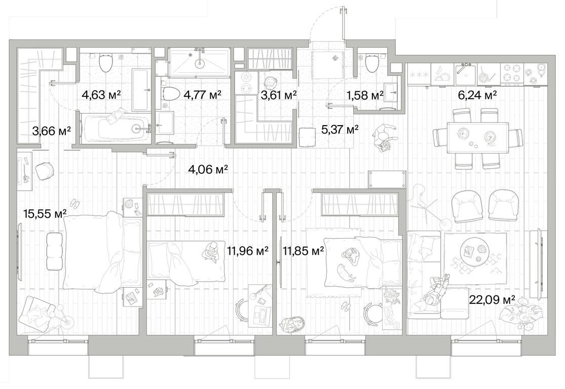 3-BD Apartment Sale, 95.37 sq. m. at Mys, derevnya Likino, Odintsovskiy Urban District, Moscow Region, Russia #1 3-BD Apartment Sale, 95.37 sq. m. at Mys, derevnya Likino, Odintsovskiy Urban District, Moscow Region, Russia #1