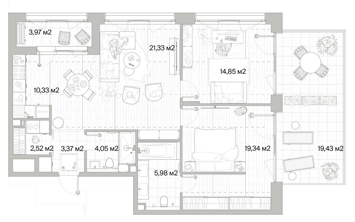 2-BD Apartment Sale, 89.58 sq. m. at Mys, derevnya Likino, Odintsovskiy Urban District, Moscow Region, Russia #1 2-BD Apartment Sale, 89.58 sq. m. at Mys, derevnya Likino, Odintsovskiy Urban District, Moscow Region, Russia #1