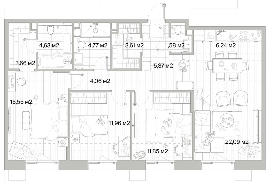 3-BD Apartment Sale, 95.37平方米 at Mys, derevnya Likino, Odintsovskiy Urban District, Moscow Region, Russia #1 3-BD Apartment Sale, 95.37平方米 at Mys, derevnya Likino, Odintsovskiy Urban District, Moscow Region, Russia #1