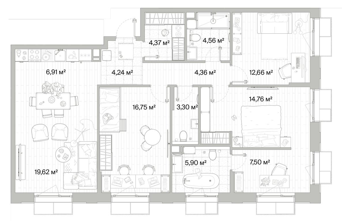 3-BD Apartment Sale, 104.93平方米 at Mys, derevnya Likino, Odintsovskiy Urban District, Moscow Region, Russia #1