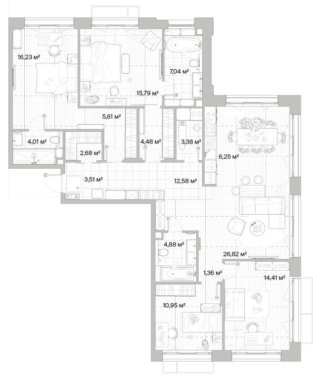 4-BD Apartment Sale, 139.98平方米 at Mys, derevnya Likino, Odintsovskiy Urban District, Moscow Region, Russia #1