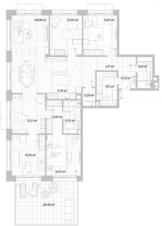 4-BD Apartment Sale, 156.55 sq. m. at Mys, derevnya Likino, Odintsovskiy Urban District, Moscow Region, Russia #1