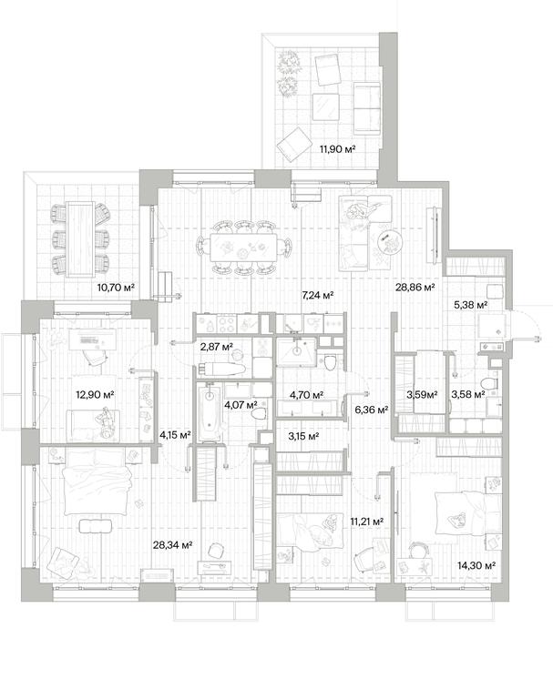 4-BD Apartment Sale, 147.48平方米 at Mys, derevnya Likino, Odintsovskiy Urban District, Moscow Region, Russia #1