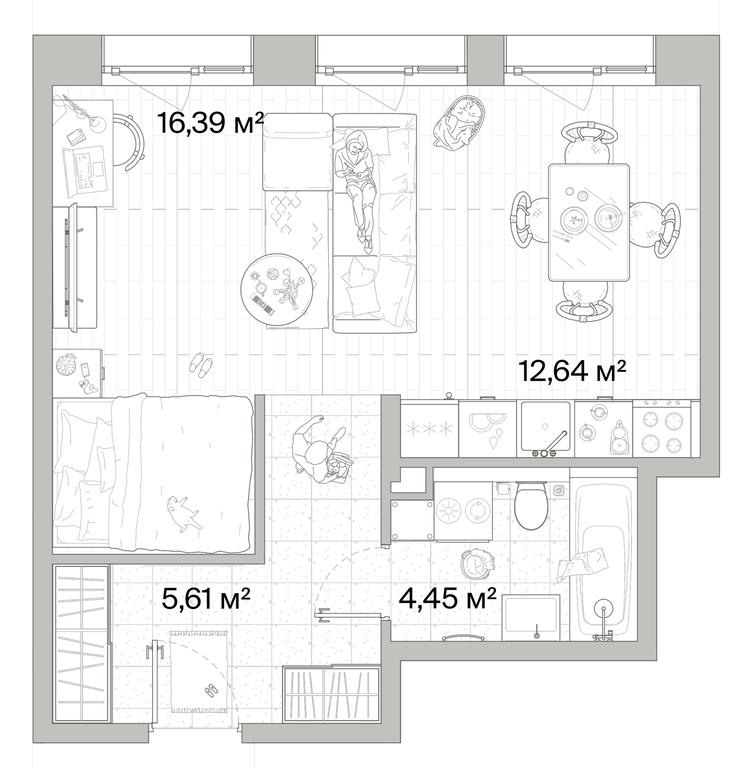 1-BD Apartment Sale, 39.09平方米 at Mys, derevnya Likino, Odintsovskiy Urban District, Moscow Region, Russia #1